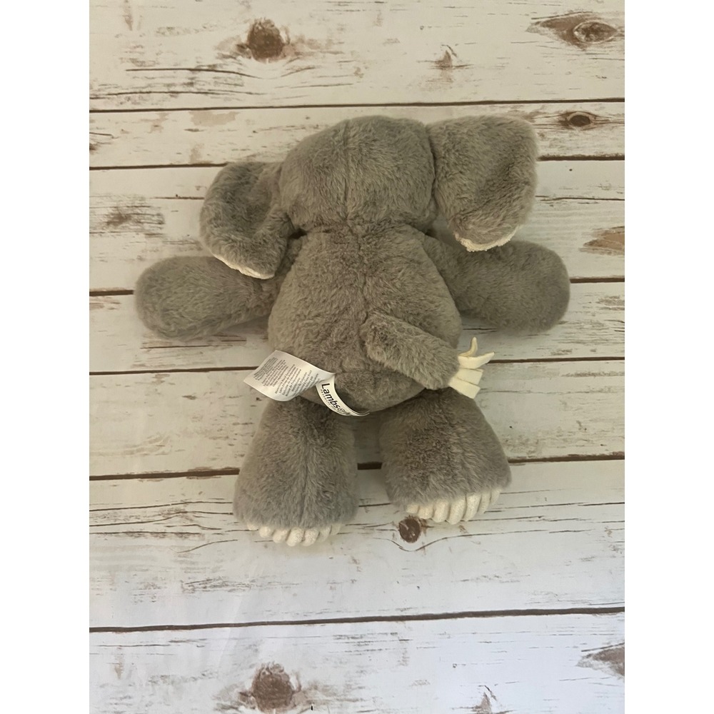 Lambs & Ivy Elephant Plush Grey Corduroy Accent Stuffed Animal 10in - Picture 3 of 5